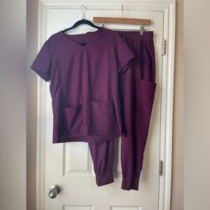 Med Couture Scrub Set - Women’s size Medium Wine color, Pant Joggers